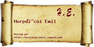 Horpácsi Emil névjegykártya